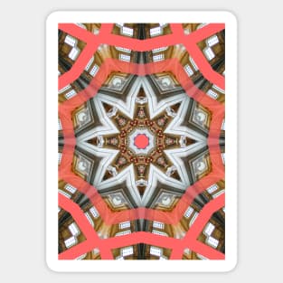 Living Coral Pantone Colour of the Year 2019 pattern decoration with neoclassical architecture Sticker